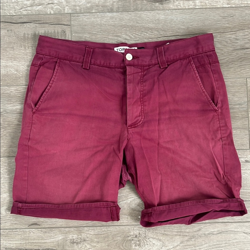 Topman Red Flat Front Shorts